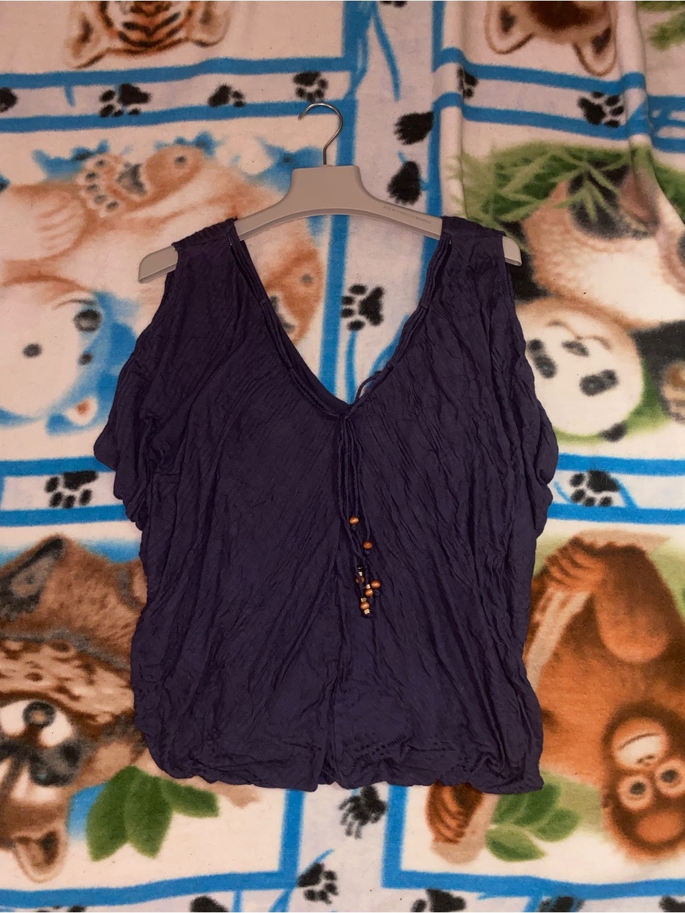 Guess Sleeveless Crinkle V-Neck Top - Deep Purple